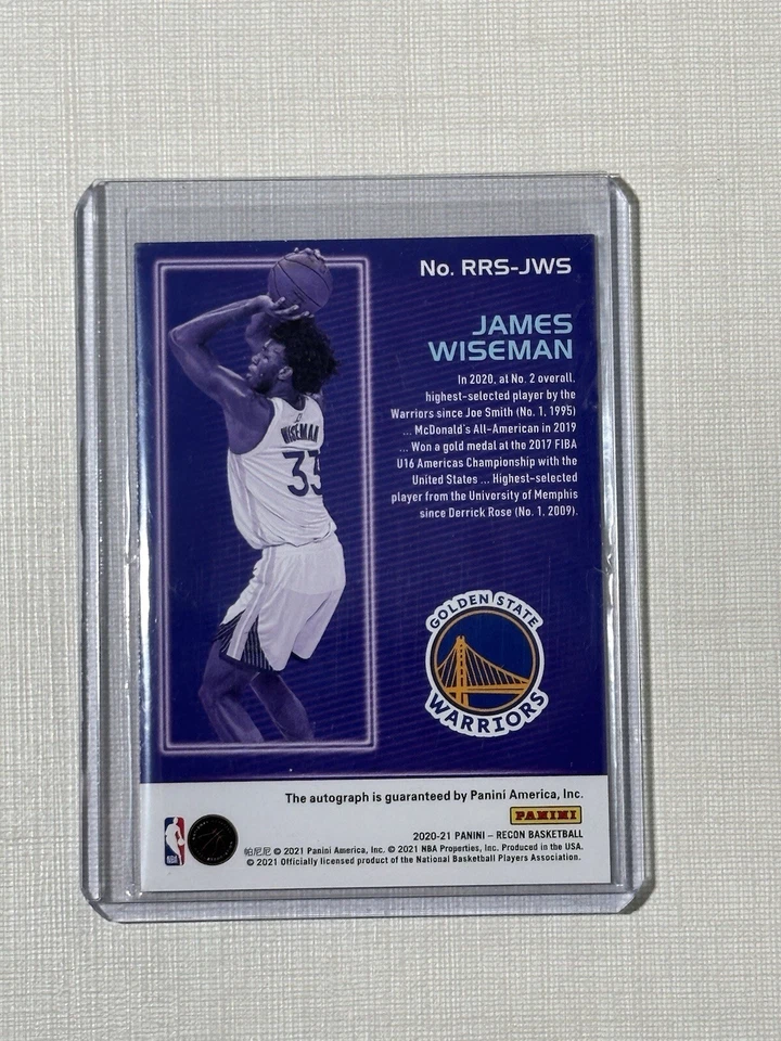 James Wiseman Rookie Auto /99  2020-21 Panini Recon Signatures Red RC FOTL - Image 2 of 2