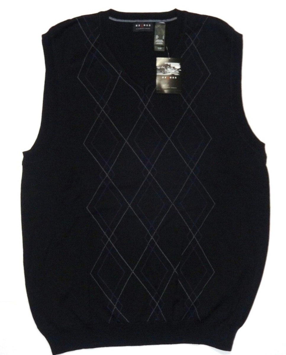 【L】Cotton Wool V-neck Knit Vest (black) New Men's Sweater Vest V-Neck Cotton Black with Pattern NWT | eBay