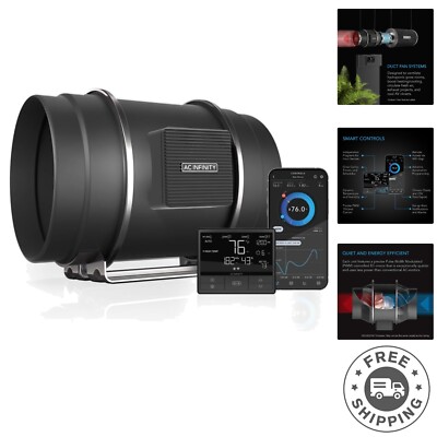 CLOUDLINE PRO T8: 807 CFM Inline Duct Fan with Temperature Control and Remote