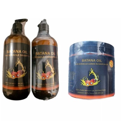 The Miracle Oil Batana Öl Shampoo, Conditioner und Leave In Maske (3er Set)