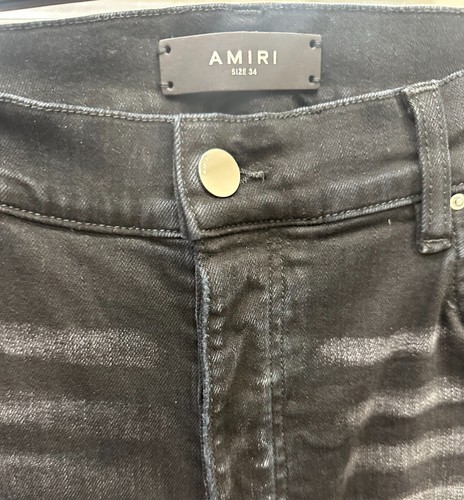 AMIRI HERREN AGED SCHWARZ LEOPARD THRASHER JEANS GRÖSSE 34 NEU MIT ETIKETT - Bild 7 von 7