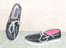 Girl's black sequined SPERRY TOP-SIDER two eyelet boat shoes , sz 4.5 M