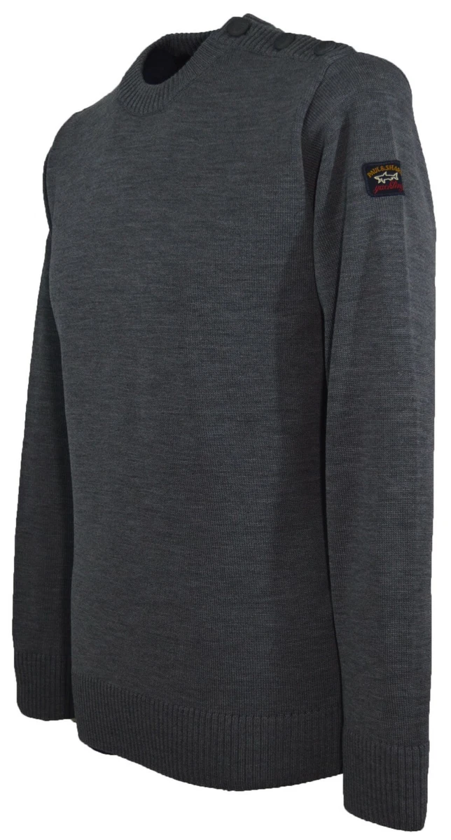 Paul Shark Men s 3 Button Shoulder Crew Neck Jumper C0P1032 eBay