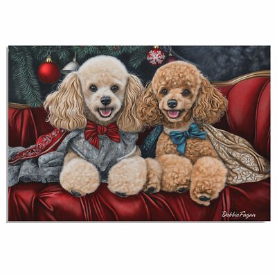 Stylish Poodles in Vintage Attire on Flat Rolled, Framed or Wrapped Canvas 