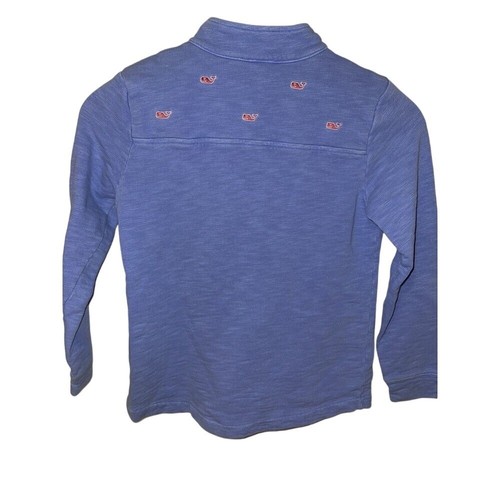 Vineyard Vines Sweatshiirt 1/4 Zip Whale Shep Shirt Kids Medium 10/12 Blue Pink - Picture 2 of 9