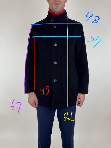 SCHNEIDERS Wool Coat Zipper Sport Peacoat Coat Mens Size 52 - Picture 16 of 16