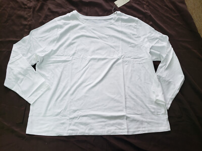 Womens Plus A New Day Long Sleeve Tee, WhitePlain,  2X-7796 NWT, Free S&H