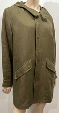 Apc Rue Madame Paris Khaki Green 100% Linen Hooded Lined Jacket Coat M