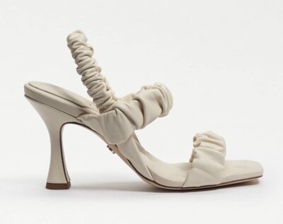 Sam Edelman Women's Marlena Heeled Sandal - Ruffled Strap Mid-Heel Sandals In Soft Leather - View #9