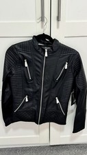 New Ymi Black Biker Jacket Ladies Size S