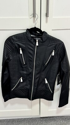 New YMI black biker jacket ladies size S UK