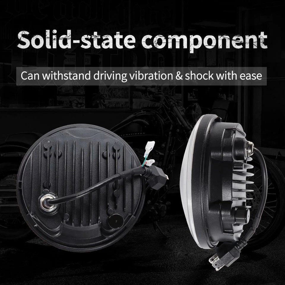 Faro LED DRL de 5,75" ojos de ángel haz alto-bajo DOT H4 lámpara para motocicleta Yamaha Foto 4 de 4