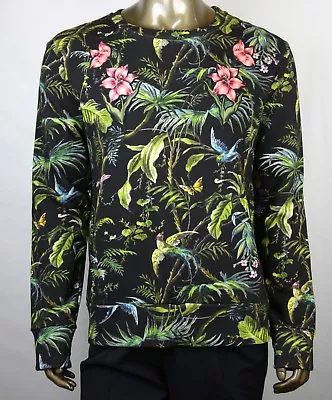 $1200 Gucci Men Black/Green Tropical Jungle Felted Cotton Sweatshirt 408241 3118 - Image 1 of 4