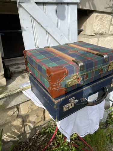 Lot De 2 Petite Valise Ancienne En Carton Vintage - Foto 4 di 16