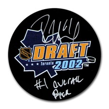 RICK NASH 2002 NHL DRAFT SOUVENIR PUCK TORONTO BLUE JACKETS RANGERS RARE COA