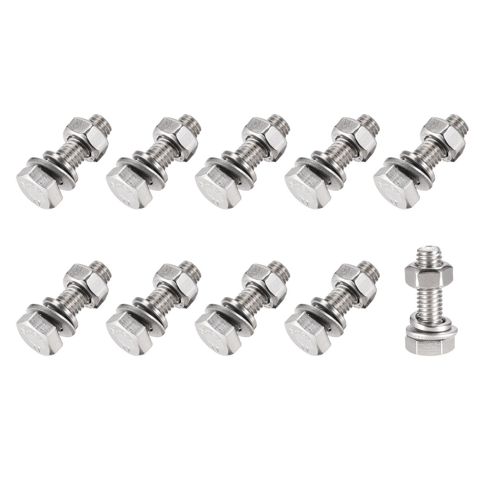 M5x16mm Hex Head Screws Bolts Nuts Flat Lock Washers Kit 20 Sets
