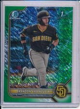 BRANDON VALENZUELA 2022 BOWMAN CHROME GREEN SHIMMER REFRACTOR /99 1ST BOWMAN