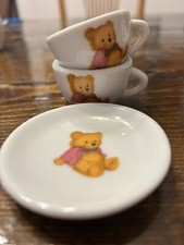 Vintage Battat Miniature Teddy Bear Porcelain Child's Tea Set - 3 Pcs