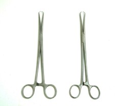LOT OF 2 HASLAM STAINLESS FORCEPS 8.75" LONG WITH POINTED ENDS MADE IN USA