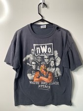 VTG 1998's NWO shirt white and black attack Short Sleeve T Shirt Large SM Hole
