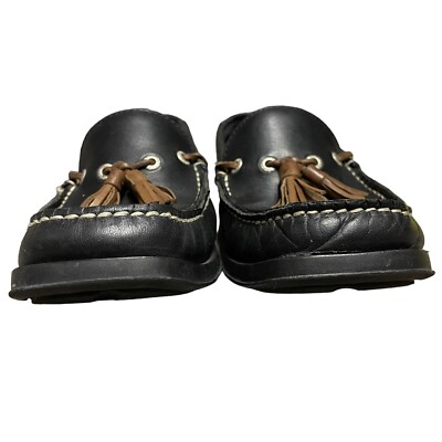 Tommy Bahama Black Brown Leather Square Toe Tassel Boat Loafers Mens Size 7 M Tommy Bahama Black Brown Leather Square Toe Tassel Boat  main image 4