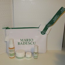 NEW Mario Badescu 5pc Skincare Travel Set Bag Spray Dew Drops Eye Cream Mask