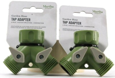 2 Count Martha Stewart Garden Hose Tap Adapter 2-Way Faucet Splitter Connector