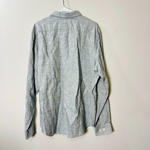 Banana Republic camicia uomo casual grigia manica lunga lino bottoni slim fit - Foto 2 di 12