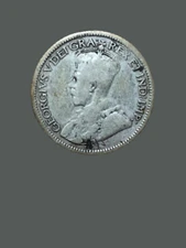 1929 Canada 10 Cents Silver Coin - King George V - VG (Very Good) condition