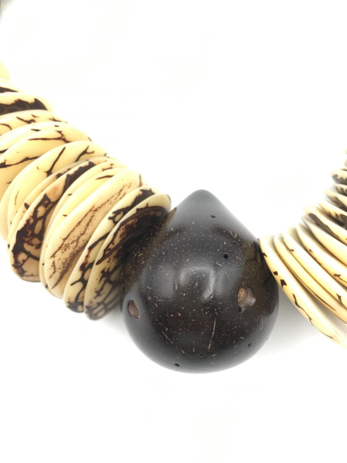 Vintage Massive Tagua Nut Seed Necklace Choker Jewelry Statement Unique RARE