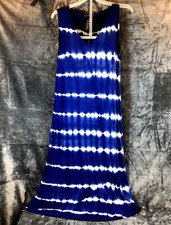 Design History Womens Blue Tie Dye Maxi Dress - Brush Stroke Pattern