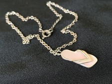 Sterling Silver Anklet With Pink Sandal Charm Sterling Silver & Pink Enamel 9.5"