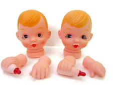 2-pc Vtg 3-1/4" Baby Doll Head With Hands  Bottle Collectible New Old Stock
