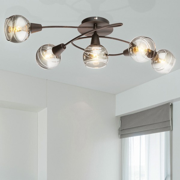 Led Glas Spot Leuchte Wohn Zimmer Beleuchtung Kugeln Rauch Lampe Decken Strahler-image