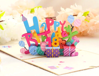 MEGA 3D POP UP Karte Glückwunschkarte Geburtstag Karten Einhorn, Ballons, bay