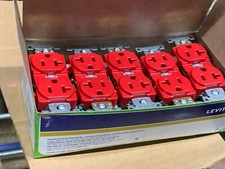 Leviton 5362-SR 2-P, 3-W, Duplex Receptacle, 20A, 125V - Red, Lot of 10 NIB