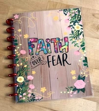 Faith over Fear Flowers Cover Set 4 use w/ Classic Happy Planner~