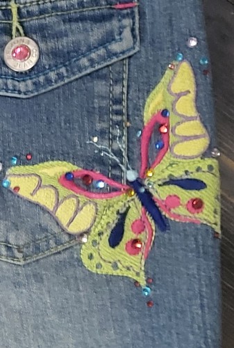 Arizona NWT Butterfly Jean Shorts Girls 12 Slim, 5 Pocket, Cut-offs, w/Keychain - Picture 7 of 7