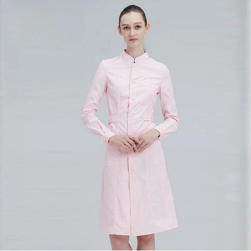 Abrigos de laboratorio salón de belleza vestido ajustado mono mujer uniforme exfoliante uniforme clínico Foto 3 de 4