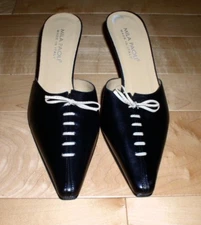 New Mila Paoli Italy Wms Black Slide Mules Heels 8