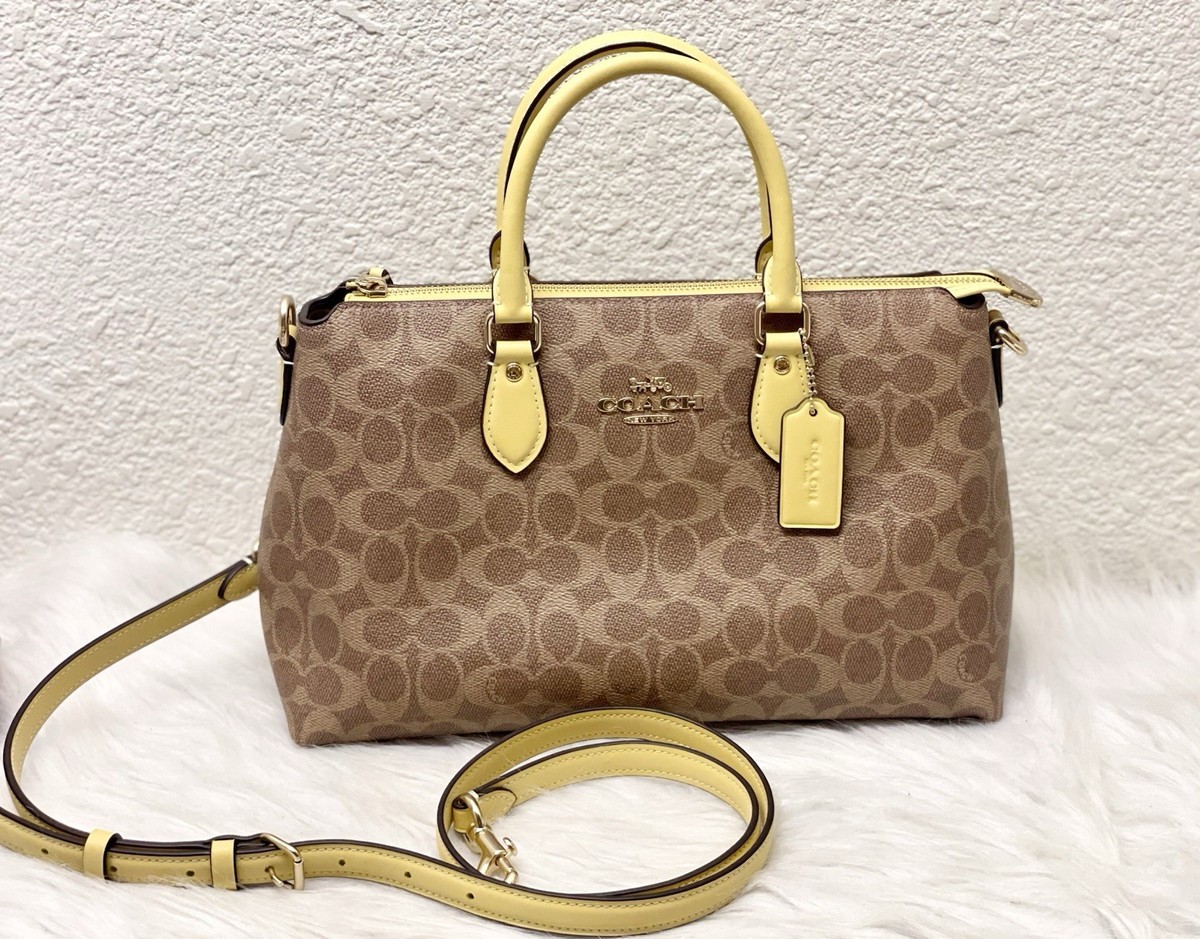 NWT Coach Georgia Satchel Bag In Signature Canvas CW422 Gold/Tan