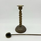 Vintage Spindle 7" Brass Candlestick with Snuffer