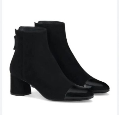 $495 AGL Veta Black Cap Toe Velour Bootie with Heel Size 40.5 US 10.5