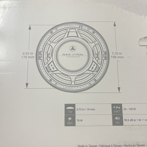 JL Audio M3-770X-S-Gw 7.7" 2-Way Marine Coaxial Speakers - White Sport Grilles - Picture 6 of 9