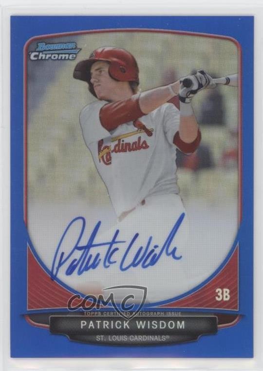 2013 Bowman Chrome Prospects Blue Refractor 47/150 Patrick Wisdom Auto 19hu