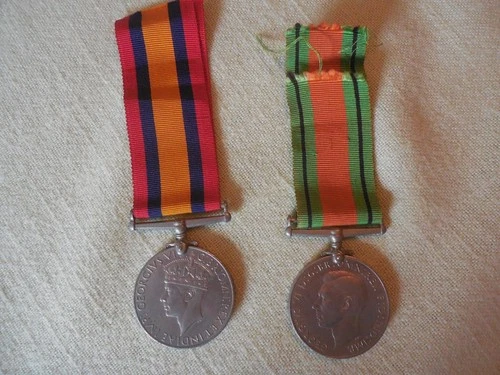2 WWII WW2 British Military Army Service Defense Medals