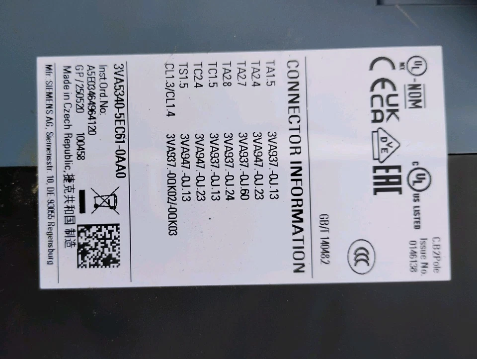 Siemens 3VA5340-5EC61-0AA0 Circuit Breaker 2P 400AMP 600V Used Tested Cleaned - Image 3 of 3