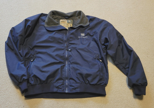 US AIRWAYS EMPLOYEE CREW JACKET WEARGAURD REFLECTIVE FLAG LOGO SIZE XL NAVY VTG