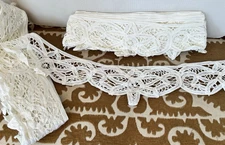 24 Available 5+ Yards Battenburg Edge Lace Trim border  3 1/4"" White