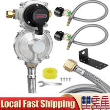 RV Propane Regulator 2 Tank Hoses,2-Stage Auto Changeover LP Propane Gas Regulat